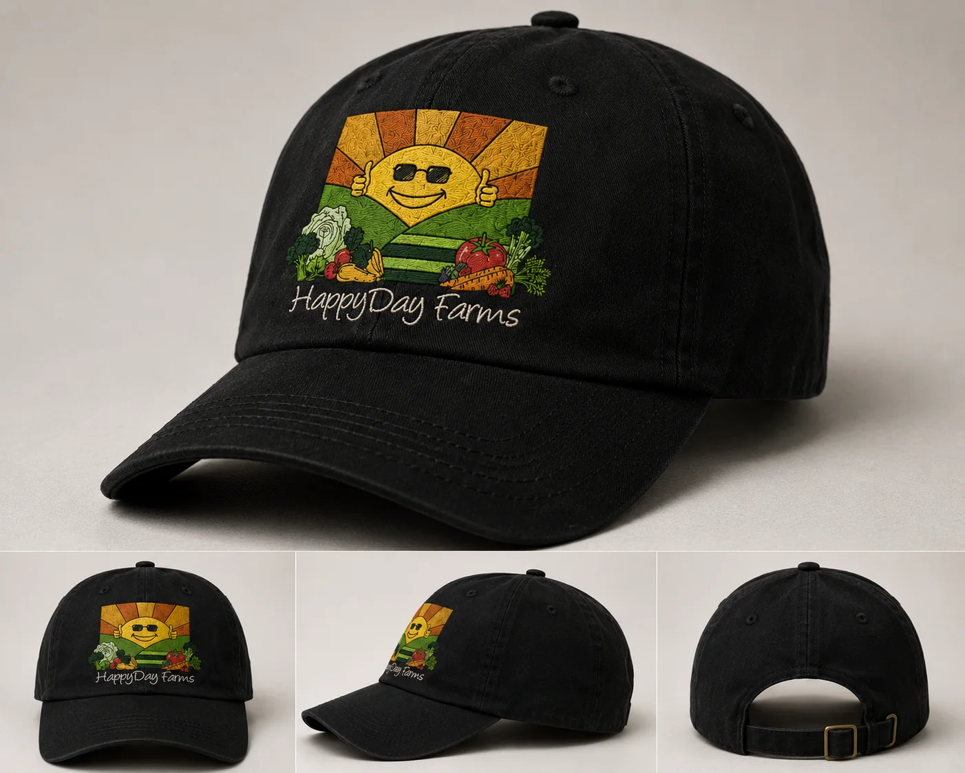 Black HappyDay Farms dad cap