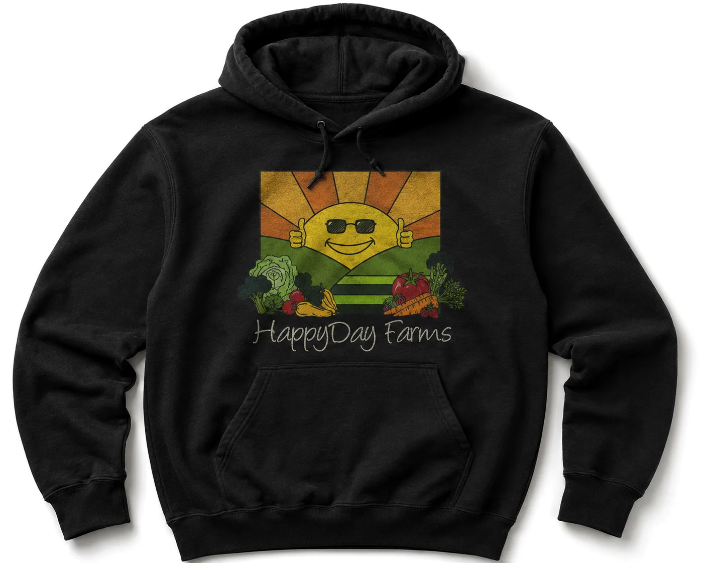 Black HappyDay Farms pullover hoodie