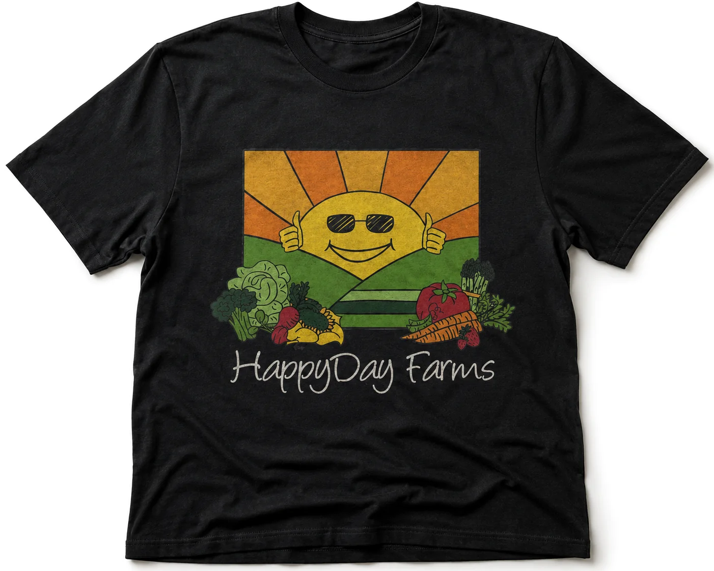 Black HappyDay Farms graphic tee